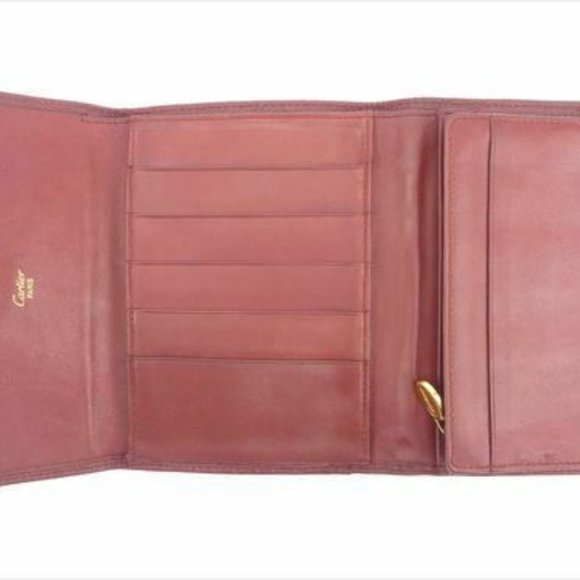 Cartier Wallet Purse Trifold Mastline Red Woman Authentic Used - Picture 4 of 8
